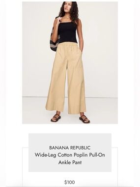 BANANA REPUBLIC
Wide-Leg Cotton Poplin Pull-On
Ankle Pant